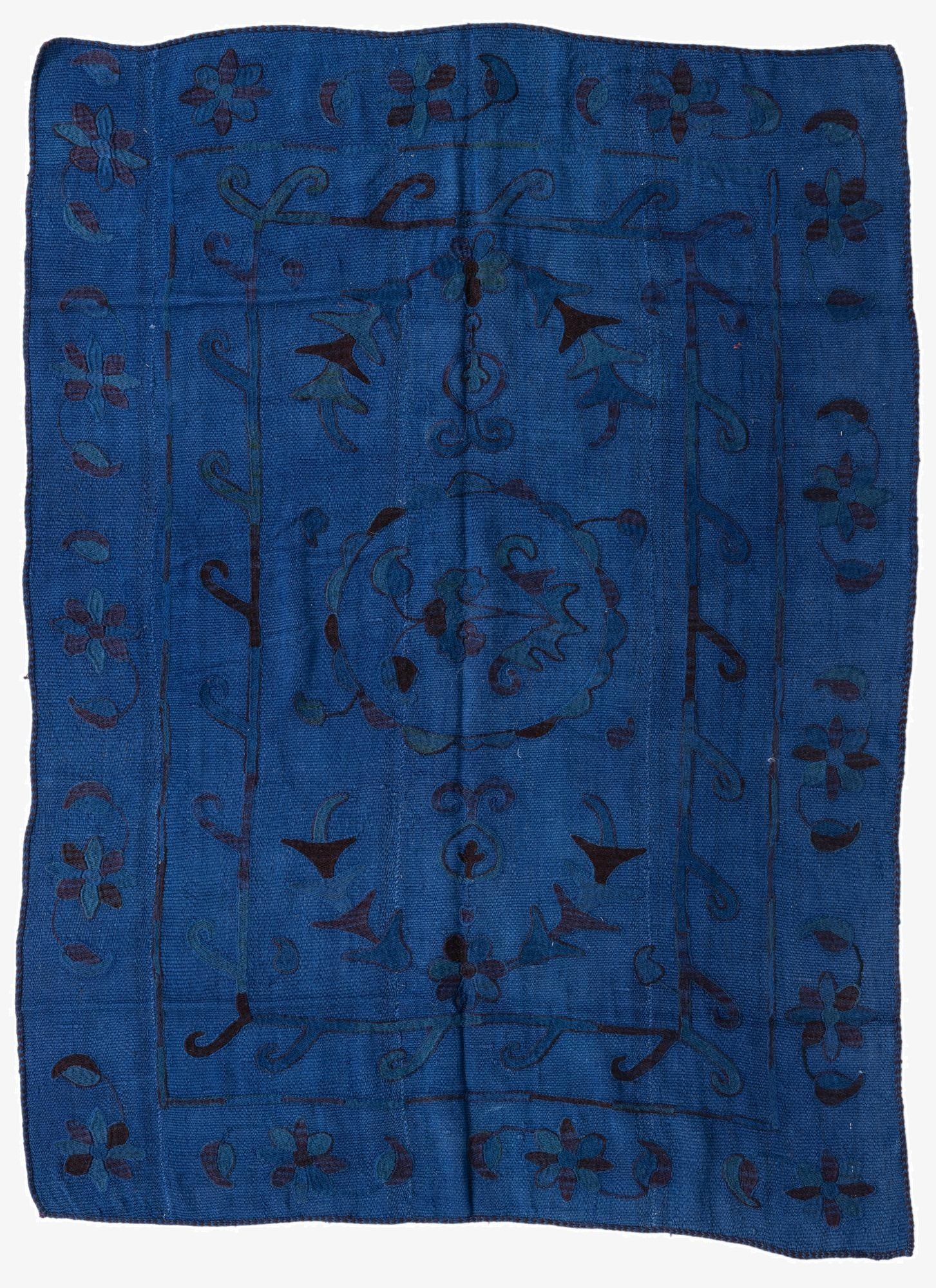 5' x 6' 10  Hand Woven Kilim Suzani Wool Rug