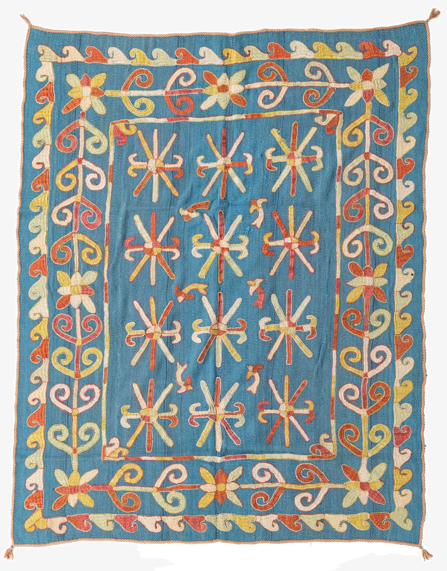 5' 6 x 7'  Hand Woven Kilim Suzani Wool Rug