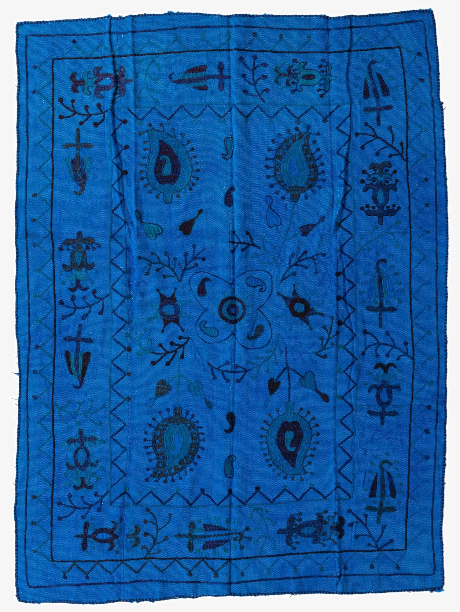 4' 10 x 6' 6  Hand Woven Kilim Suzani Wool Rug