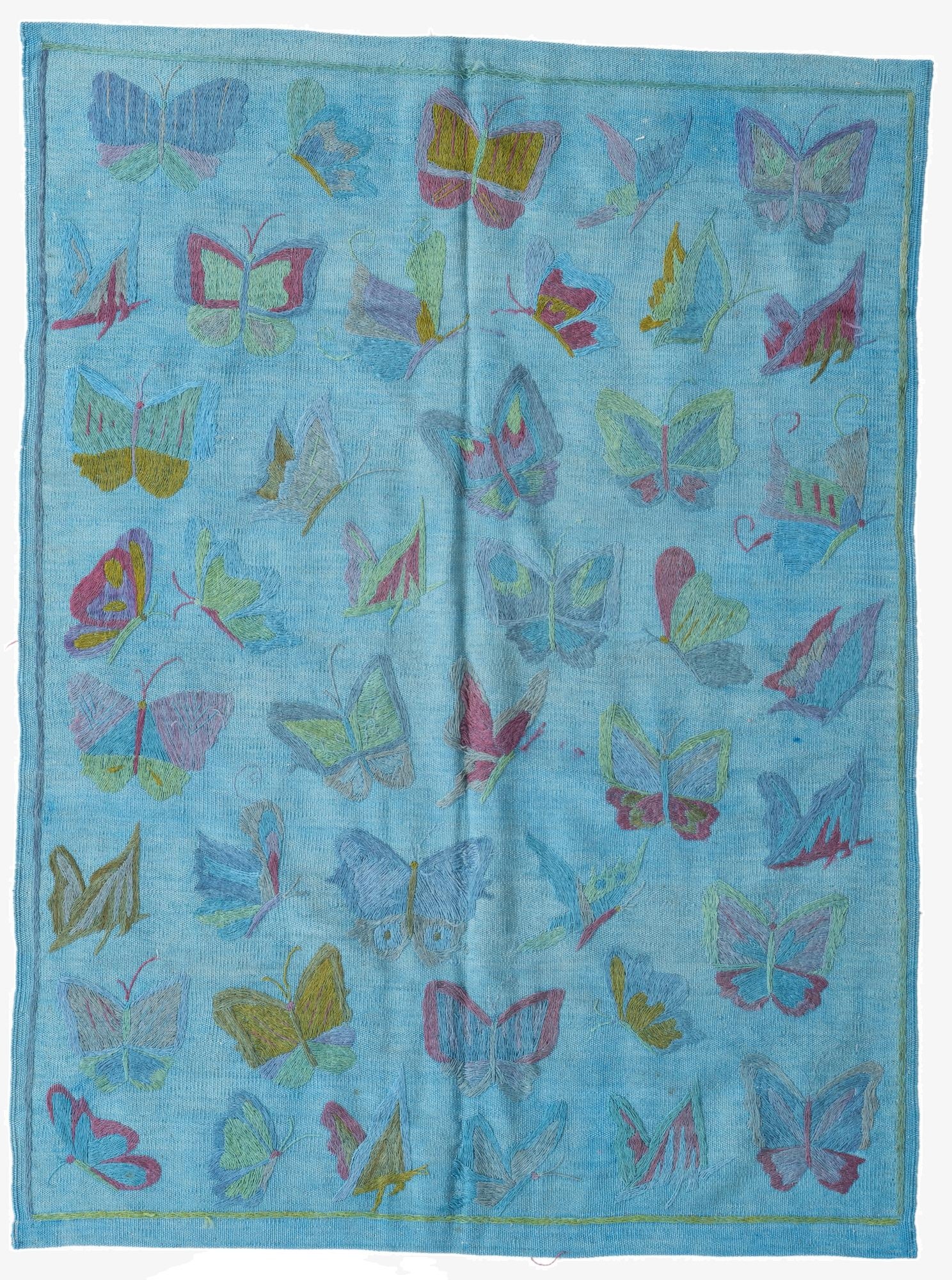 4' 3 x 5' 8  Hand Woven Kilim Suzani Wool Rug