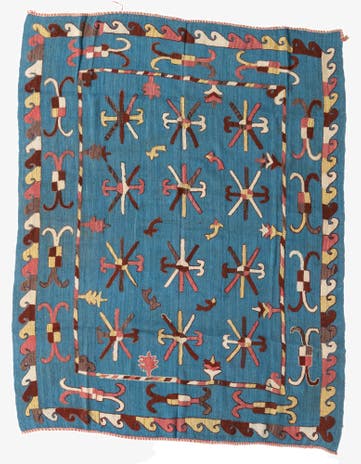 5' 9 x 7' 5 Hand Woven Kilim Suzani Wool Rug