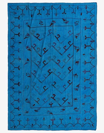 6' 9 x 9' 4 Hand Woven Kilim Suzani Wool Rug