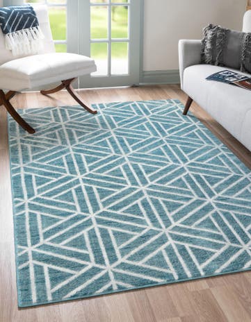 Blue Lattice Trellis Rug