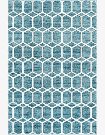 Blue Lattice Trellis Rug