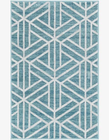 Blue Lattice Trellis Rug