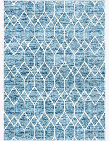 Blue Lattice Trellis Rug