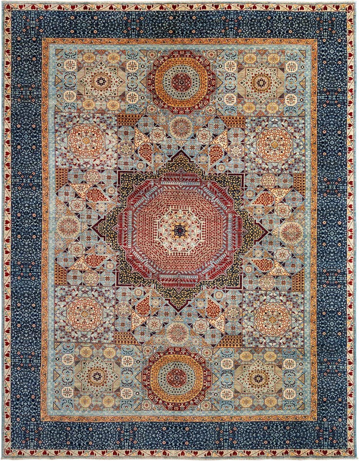 Detail image of 9' 8 x 13' 11 Hand Knotted Mamluk Rug