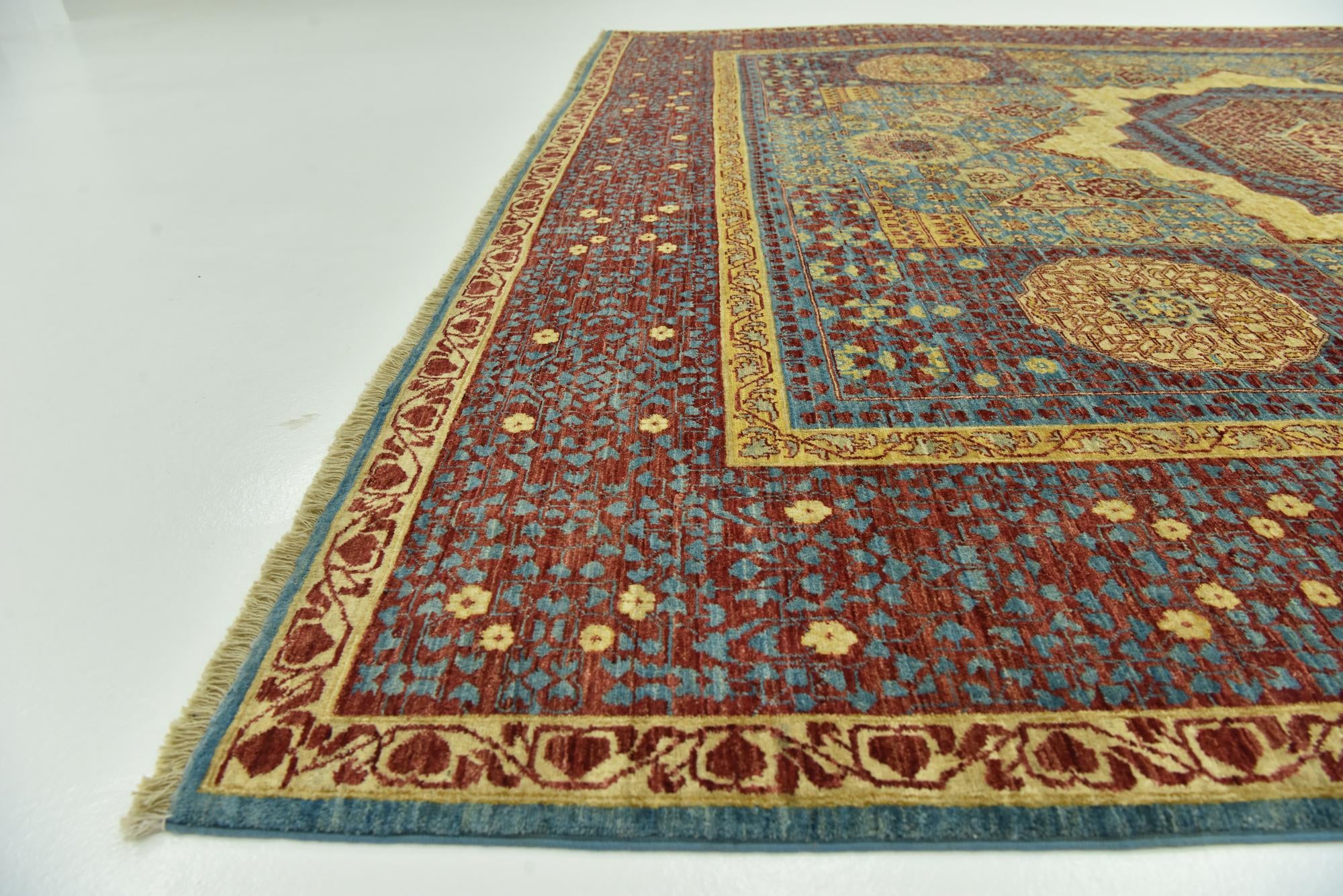 ホムシュヘム　エスニック　新品　Mサイズ Blue 8' 3 x 9' 7 Hand Knotted Mamluk Ziegler Oriental Rug | Rugs.com