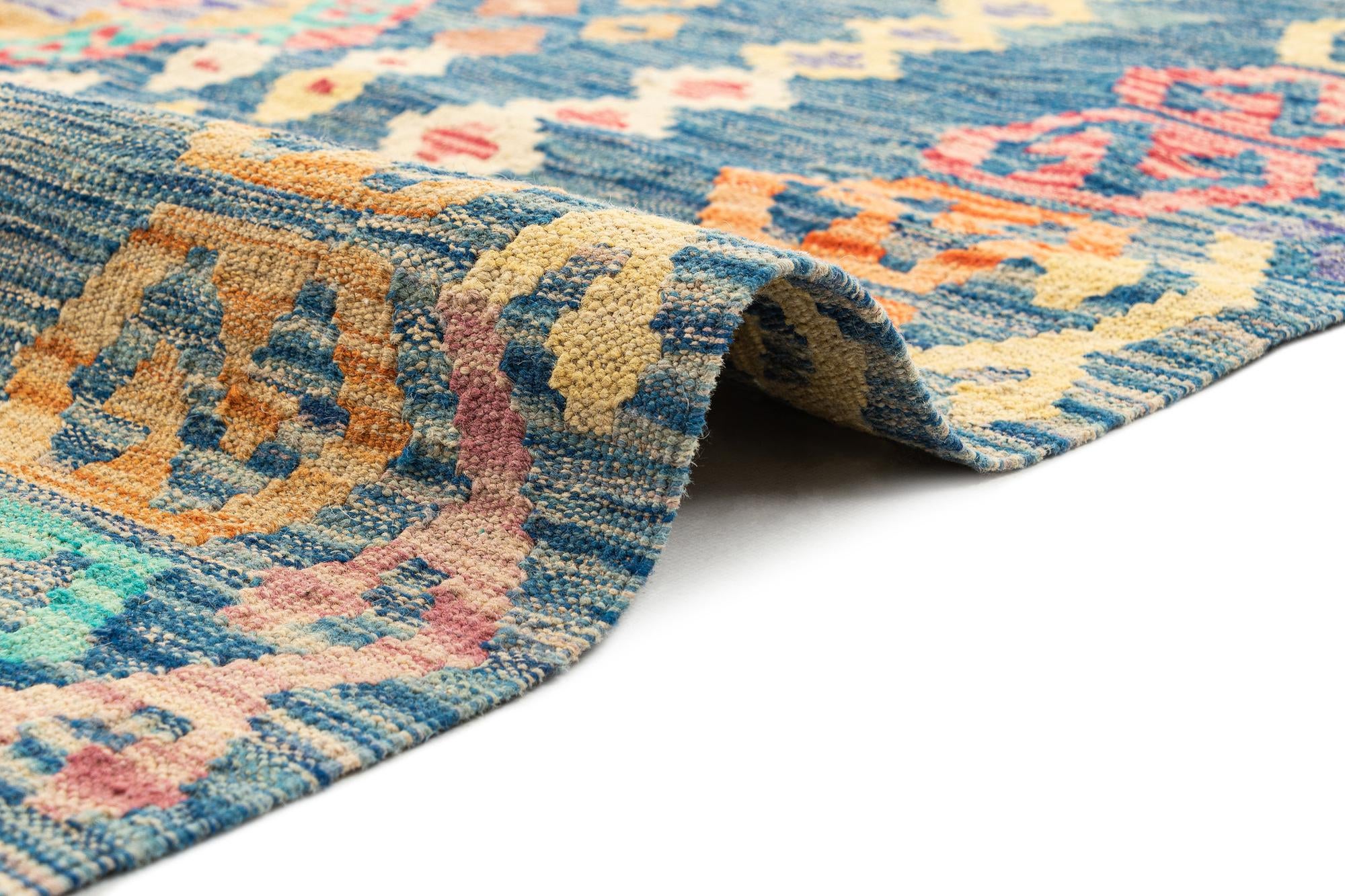 6' 11 x 9' 7 Hand Knotted Marok Kilim Rug