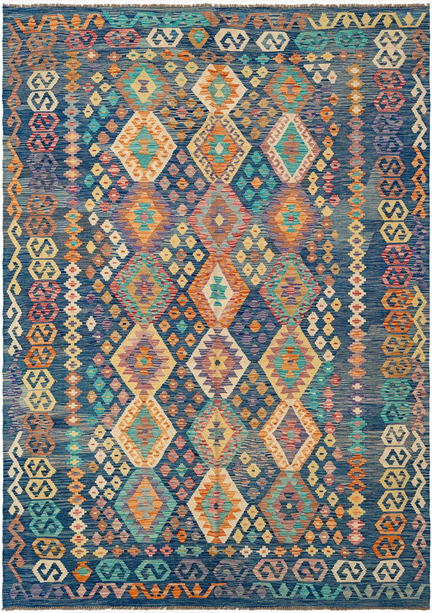 6' 11 x 9' 7  Hand Knotted Marok Kilim Rug
