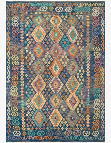 6' 11 x 9' 7 Hand Knotted Marok Kilim Rug