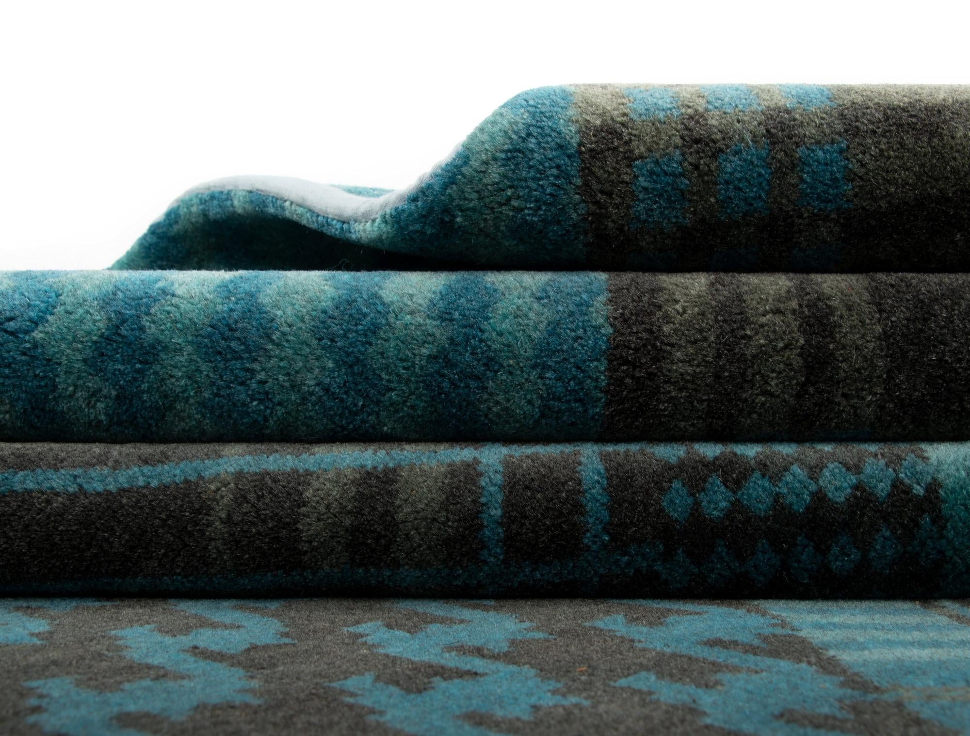 7' 11 x 9' 10 Hand Knotted Modern Manshu Wool Rug