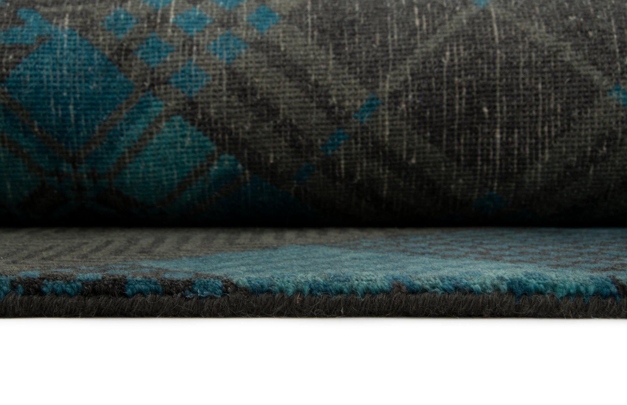 7' 11 x 9' 10 Hand Knotted Modern Manshu Wool Rug