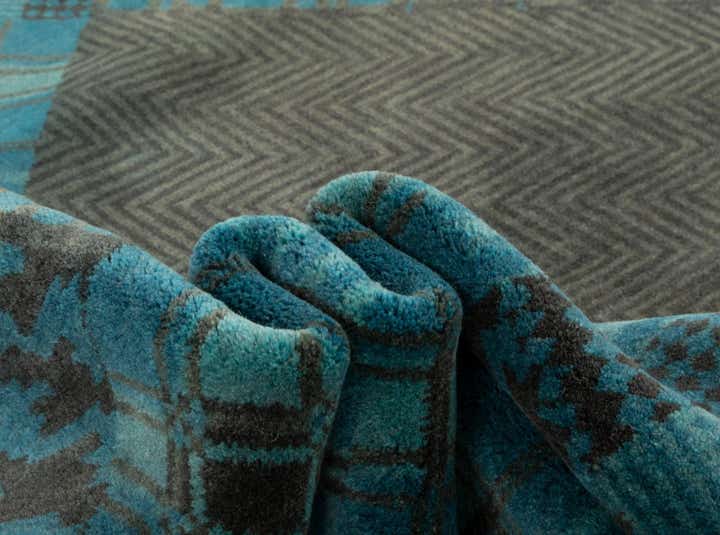 7' 11 x 9' 10 Hand Knotted Modern Manshu Wool Rug