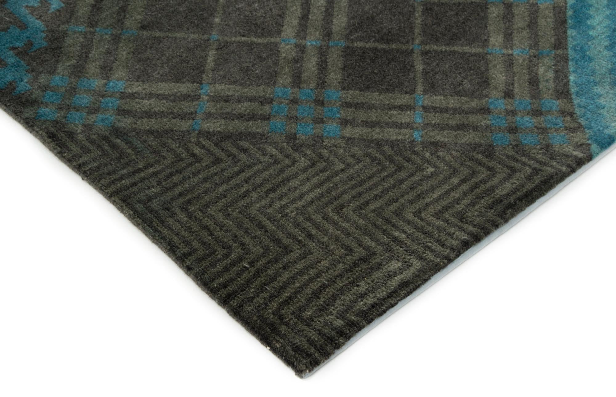 7' 11 x 9' 10 Hand Knotted Modern Manshu Wool Rug