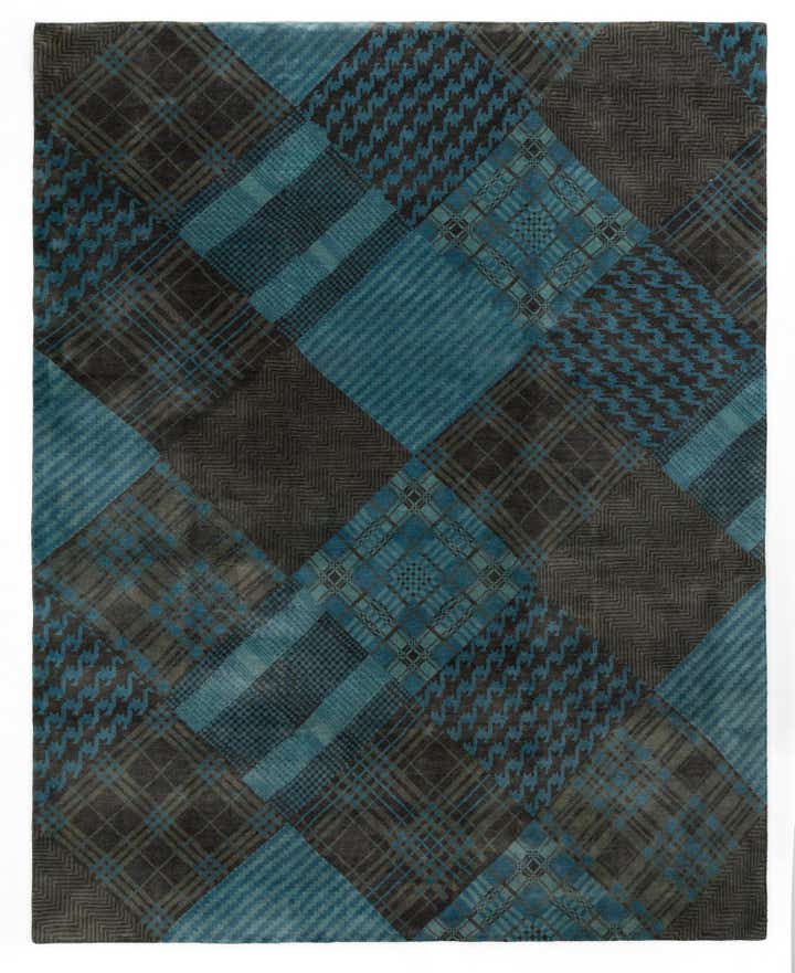 7' 11 x 9' 10 Hand Knotted Modern Manshu Wool Rug