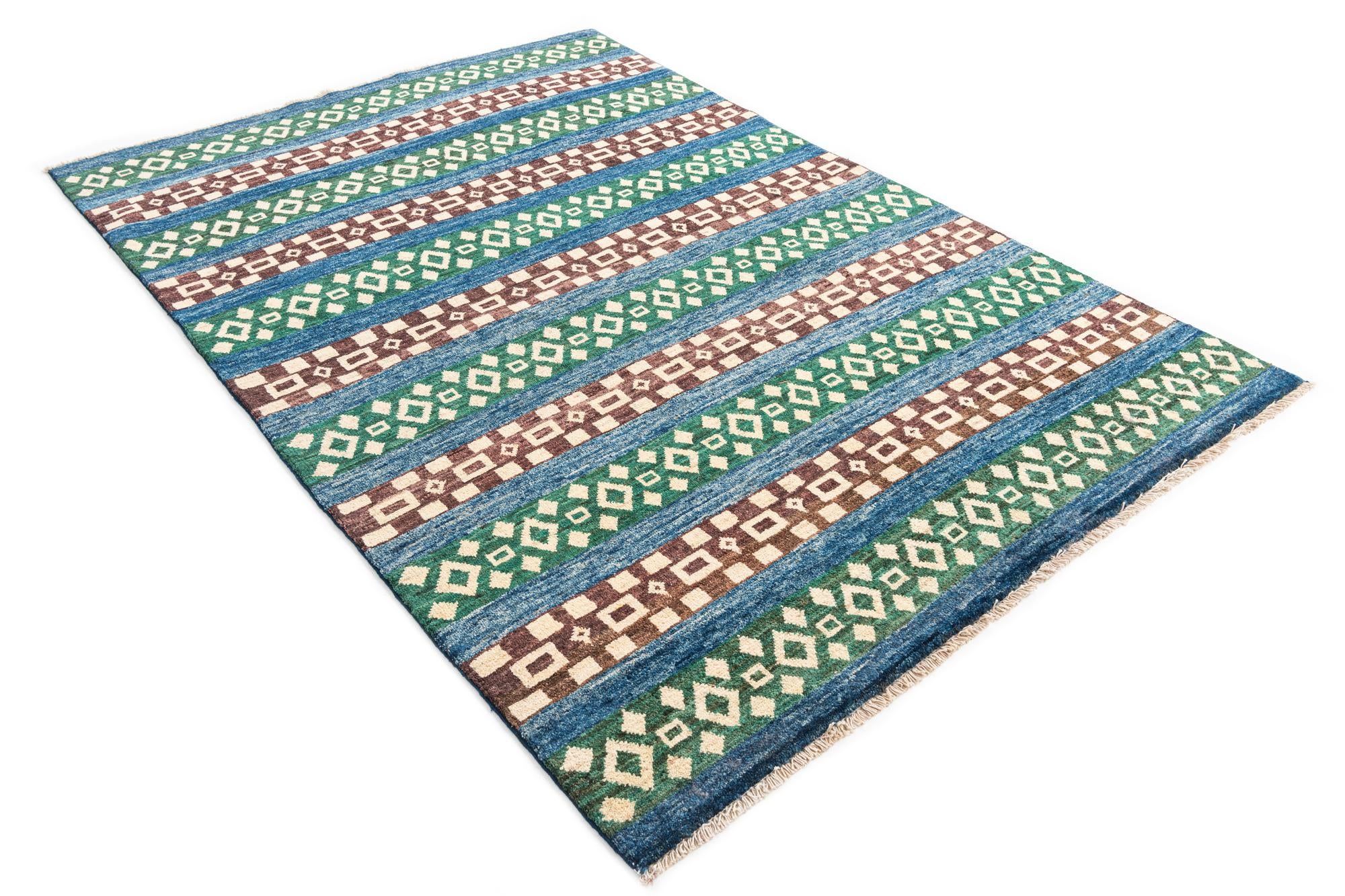 5' x 7' 4 Hand Knotted Modern Ziegler Wool Rug