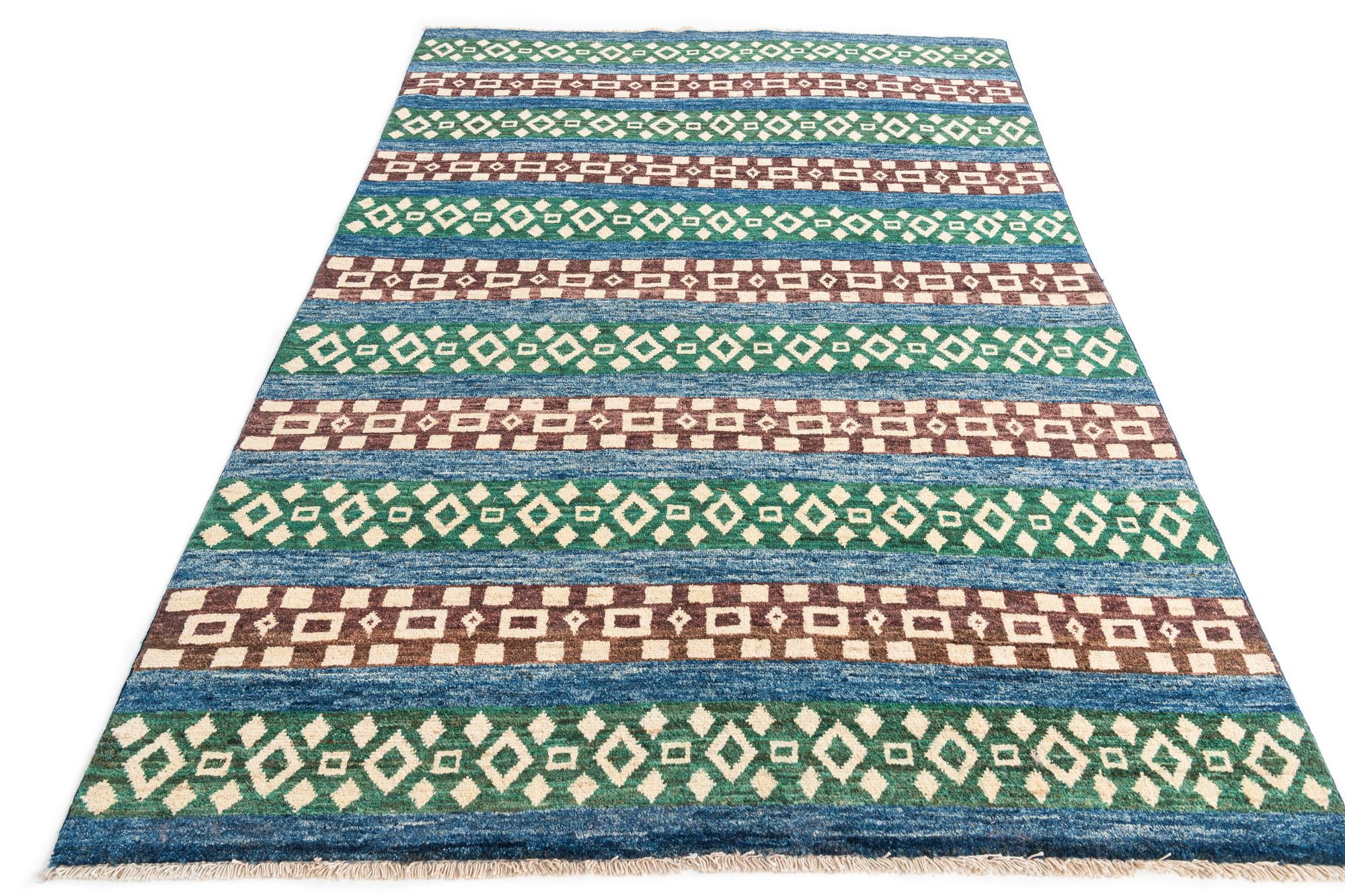 5' x 7' 4 Hand Knotted Modern Ziegler Wool Rug