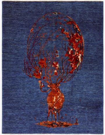 4' 11 x 6' 6 Hand Knotted Modern Ziegler Rug