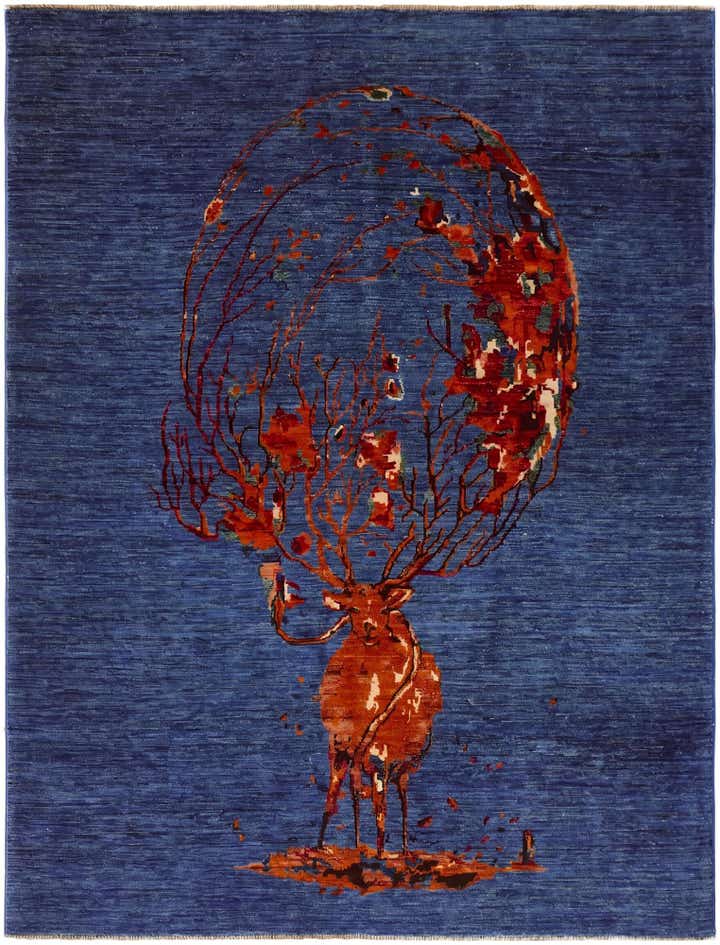 4' 11 x 6' 6 Hand Knotted Modern Ziegler Rug