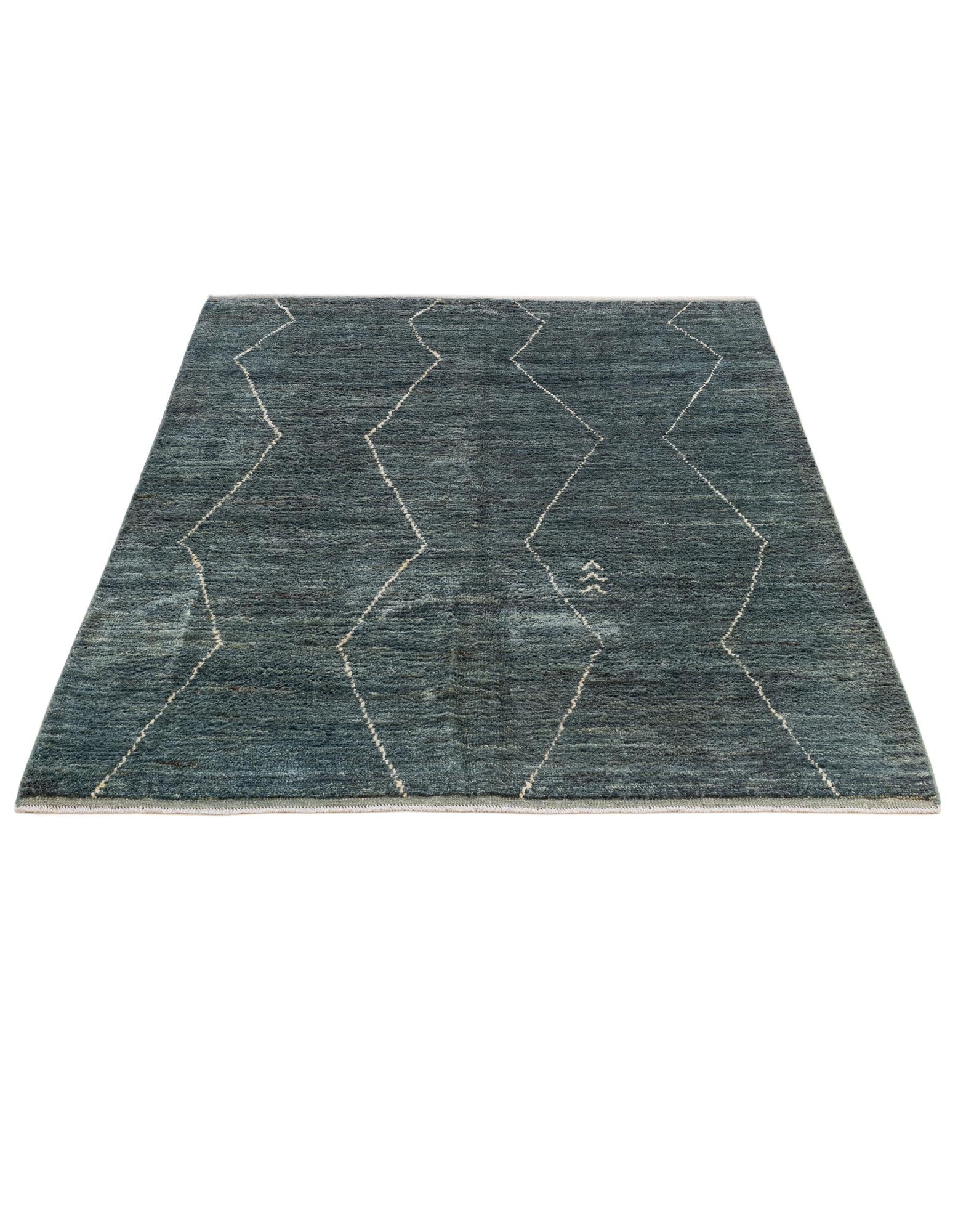 4' 5 x 6' 7 Hand Knotted Moroccan Wool Rug