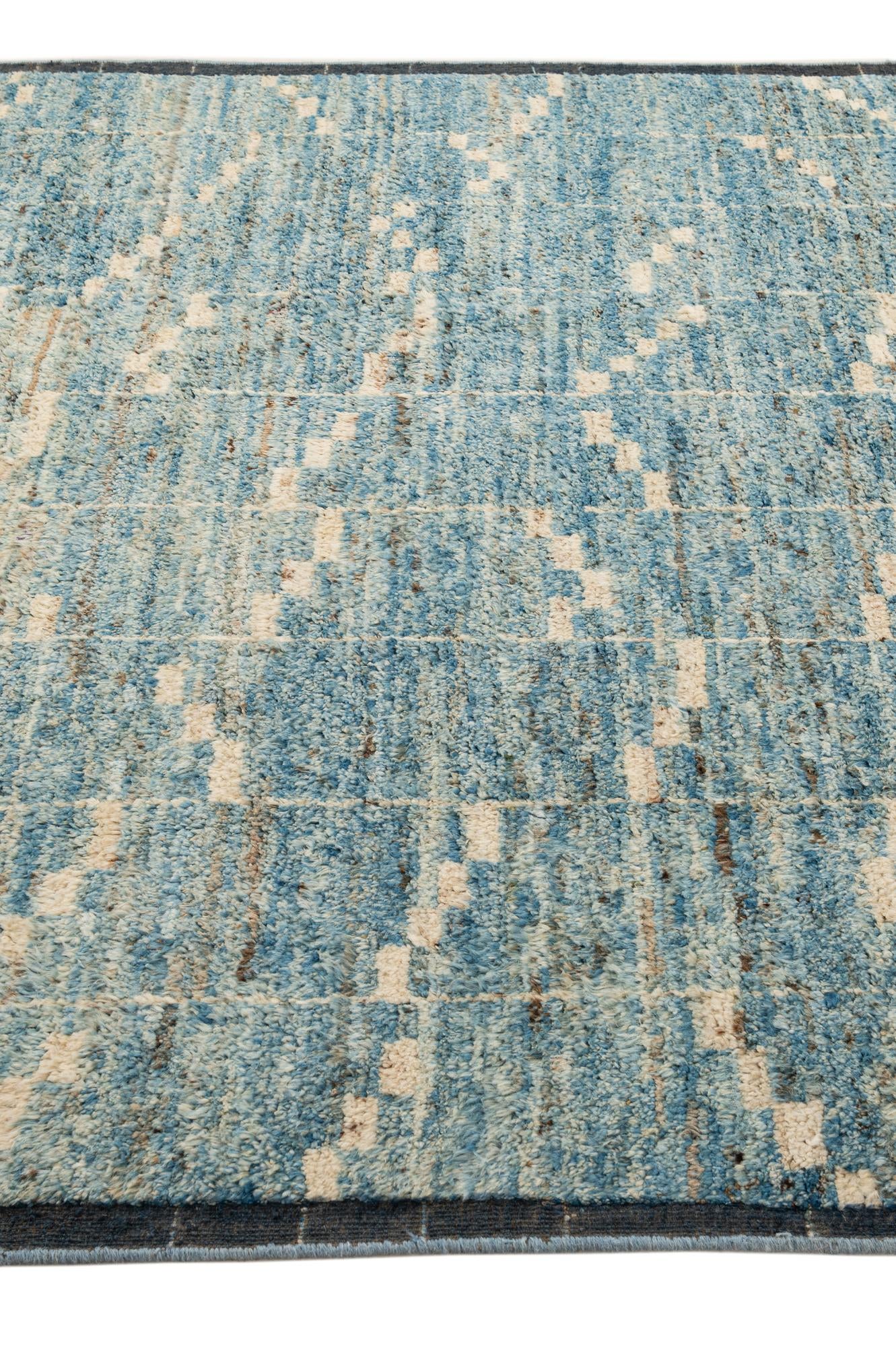 6' 7 x 9' 3 Hand Knotted Moroccan Wool Rug