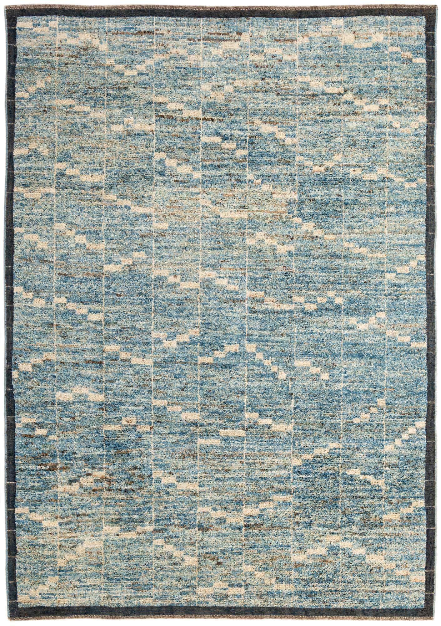 6' 7 x 9' 3 Hand Knotted Moroccan Wool Rug
