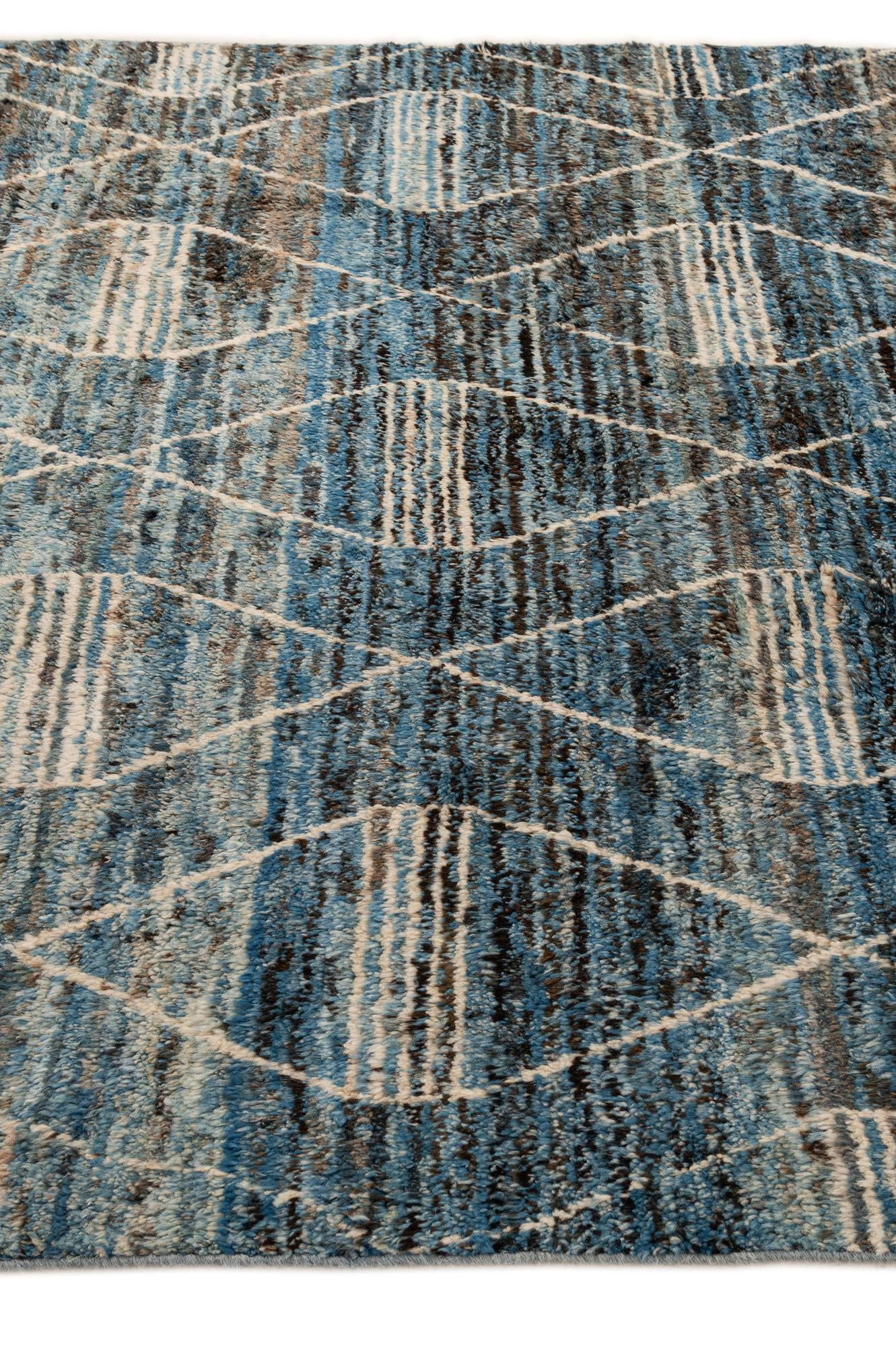 6' 6 x 9' 9 Hand Knotted Moroccan Wool Rug