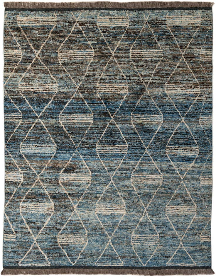 Detail image of 6' 6 x 9' 9 Hand Knotted Moroccan Wool Rug