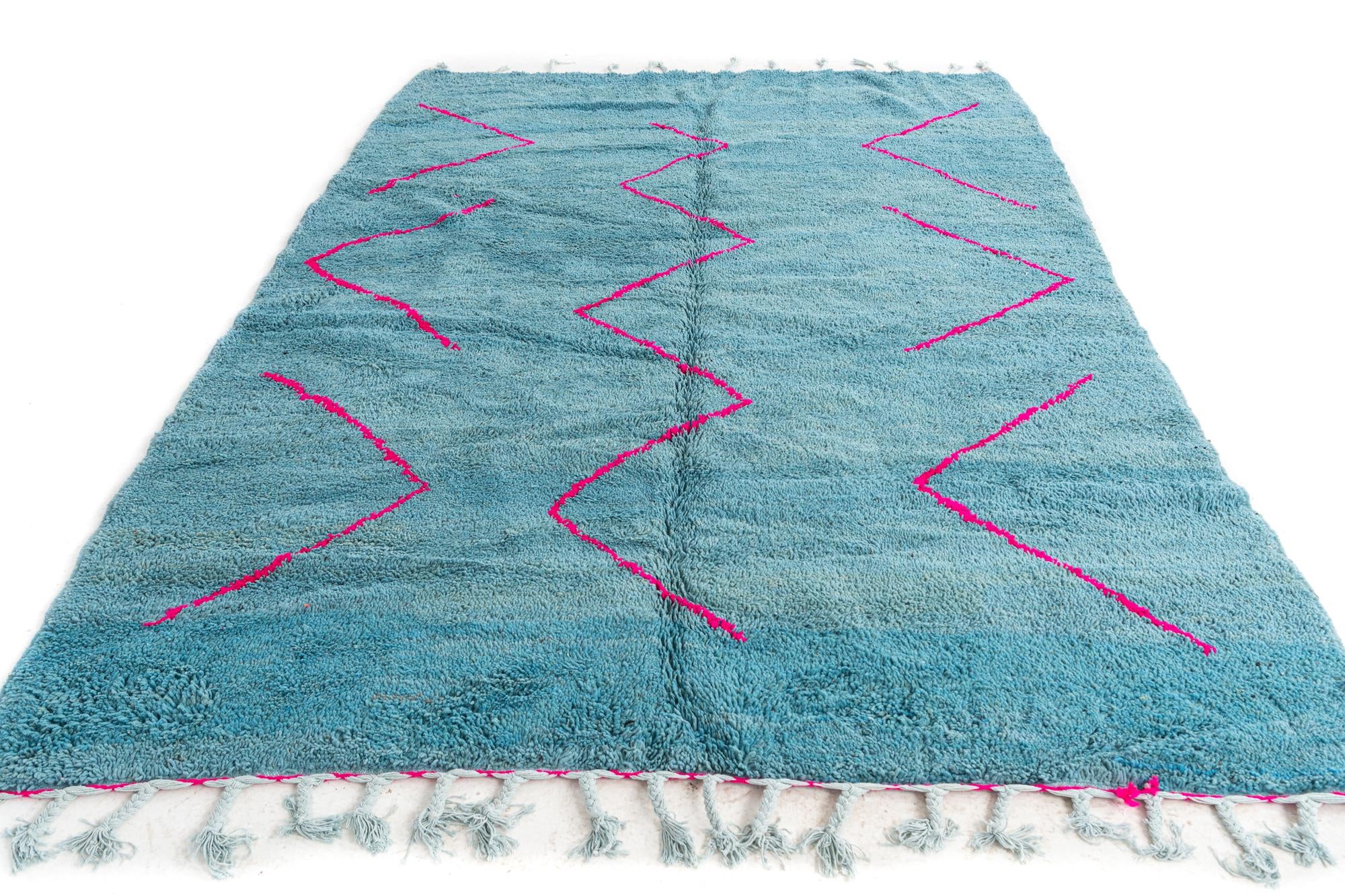 6' 9 x 9' Hand Knotted Moroccan Wool Rug