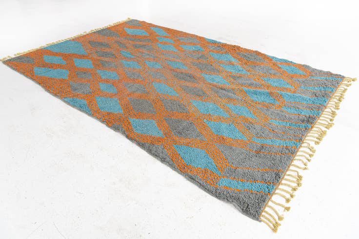 Detail image of 6' 8 x 9' 9 Hand Knotted Moroccan Wool Rug