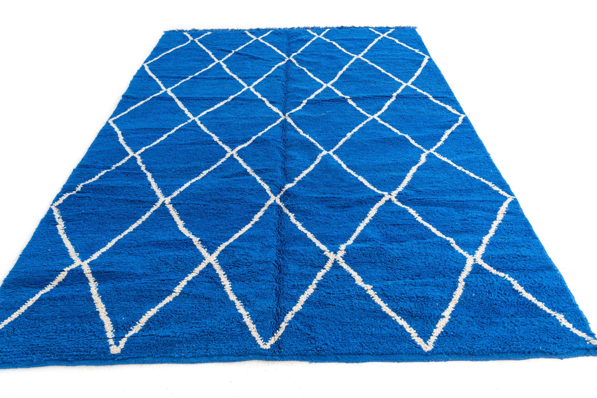 6' 8 x 9' 8 Hand Knotted Moroccan Wool Rug