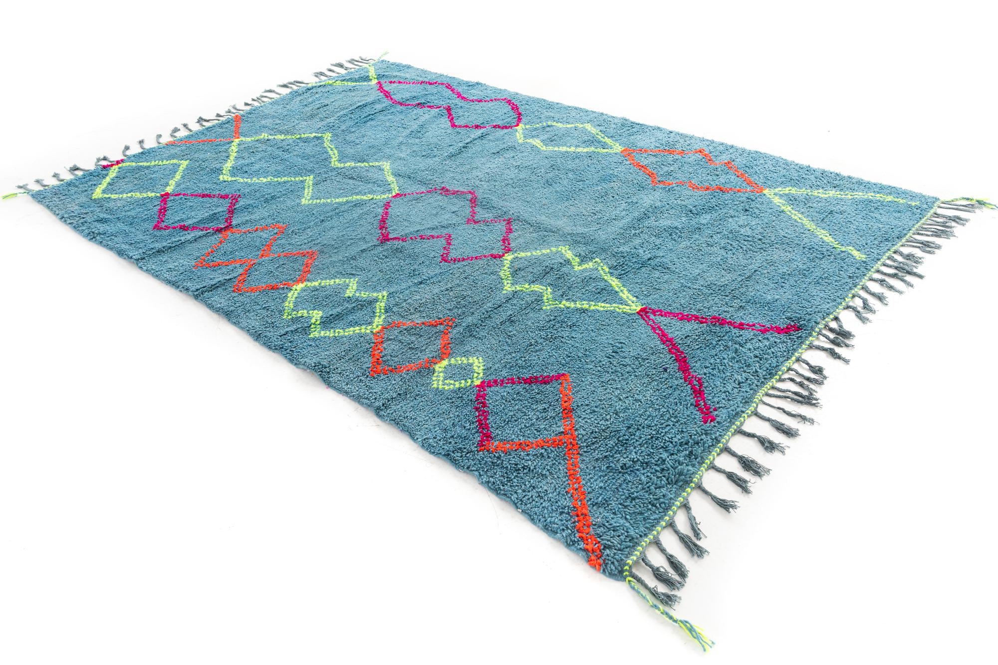 6' 8 x 9' 9 Hand Knotted Moroccan Wool Rug