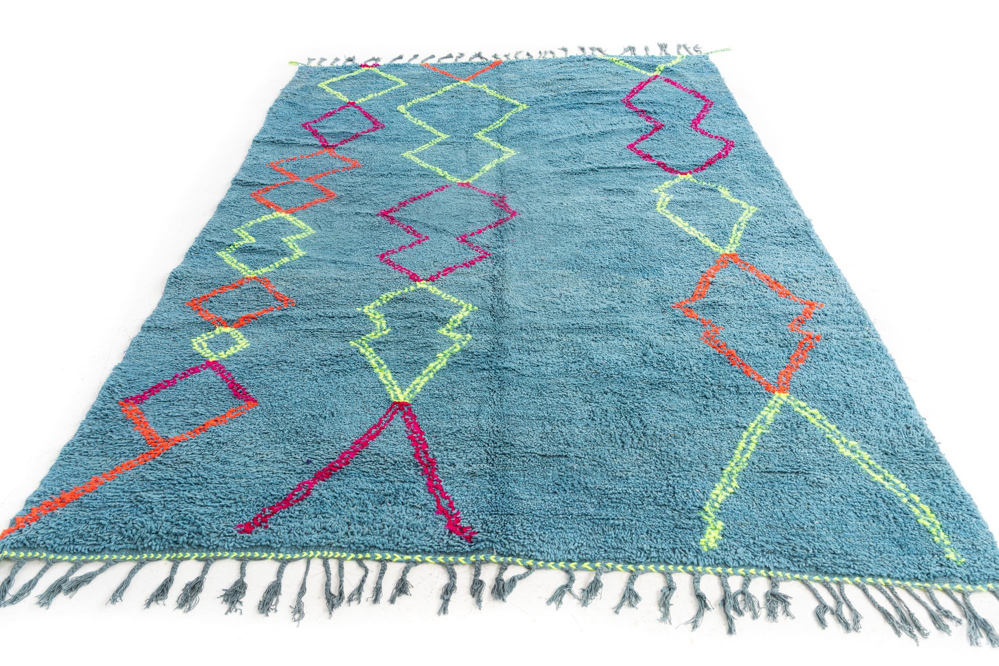 6' 8 x 9' 9 Hand Knotted Moroccan Wool Rug