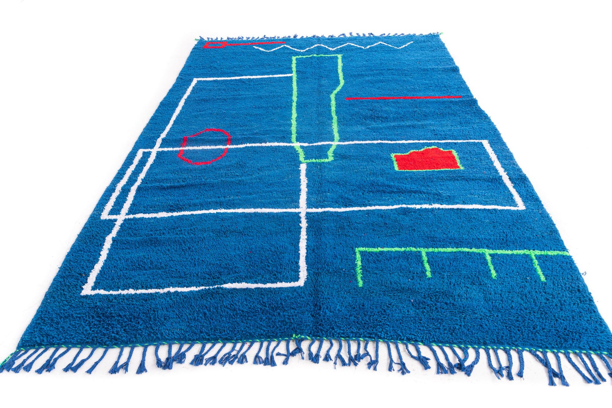 6' 6 x 9' 5 Hand Knotted Moroccan Wool Rug