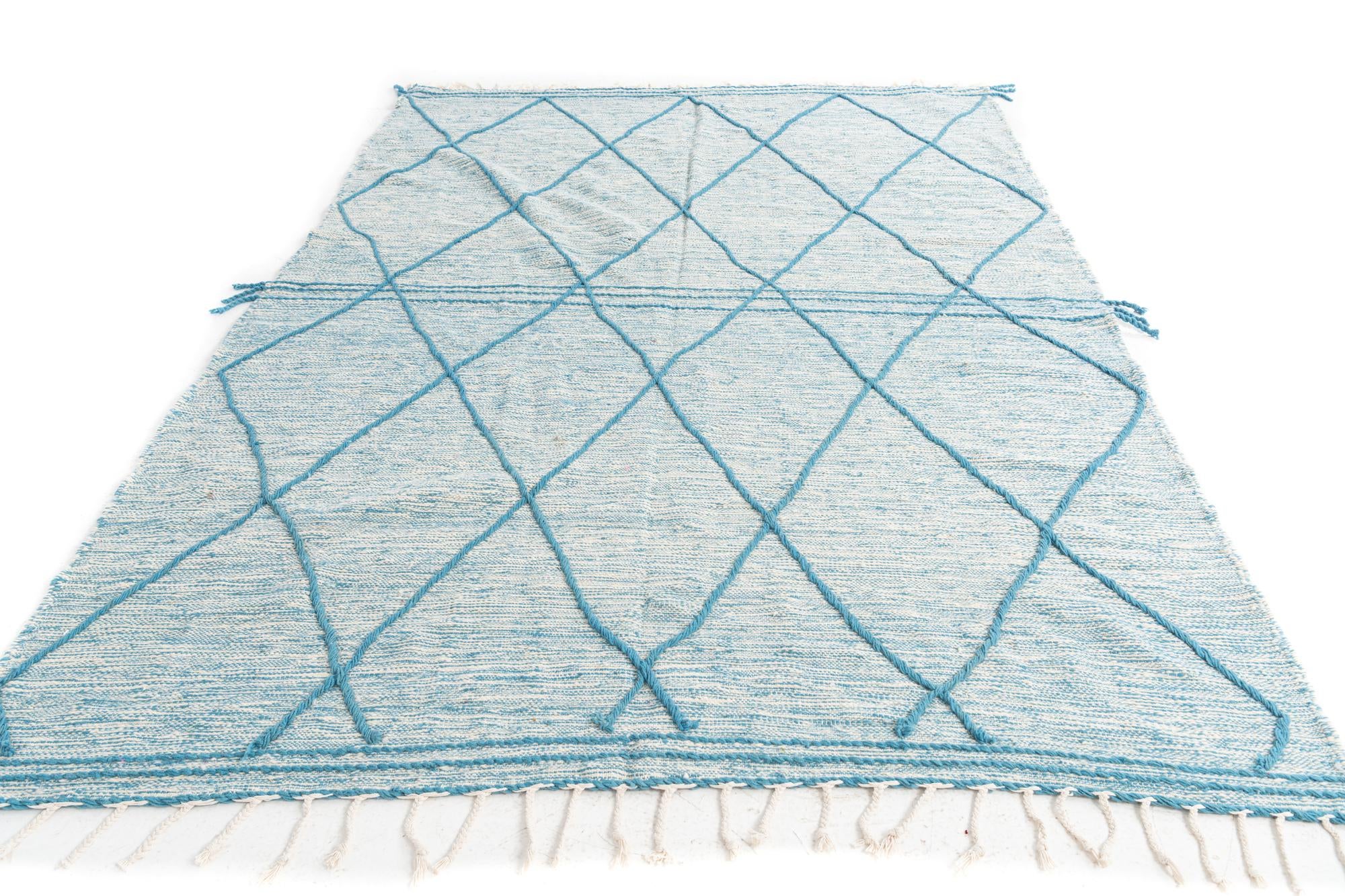 6' 9 x 9' 8 Hand Knotted Moroccan Wool Rug