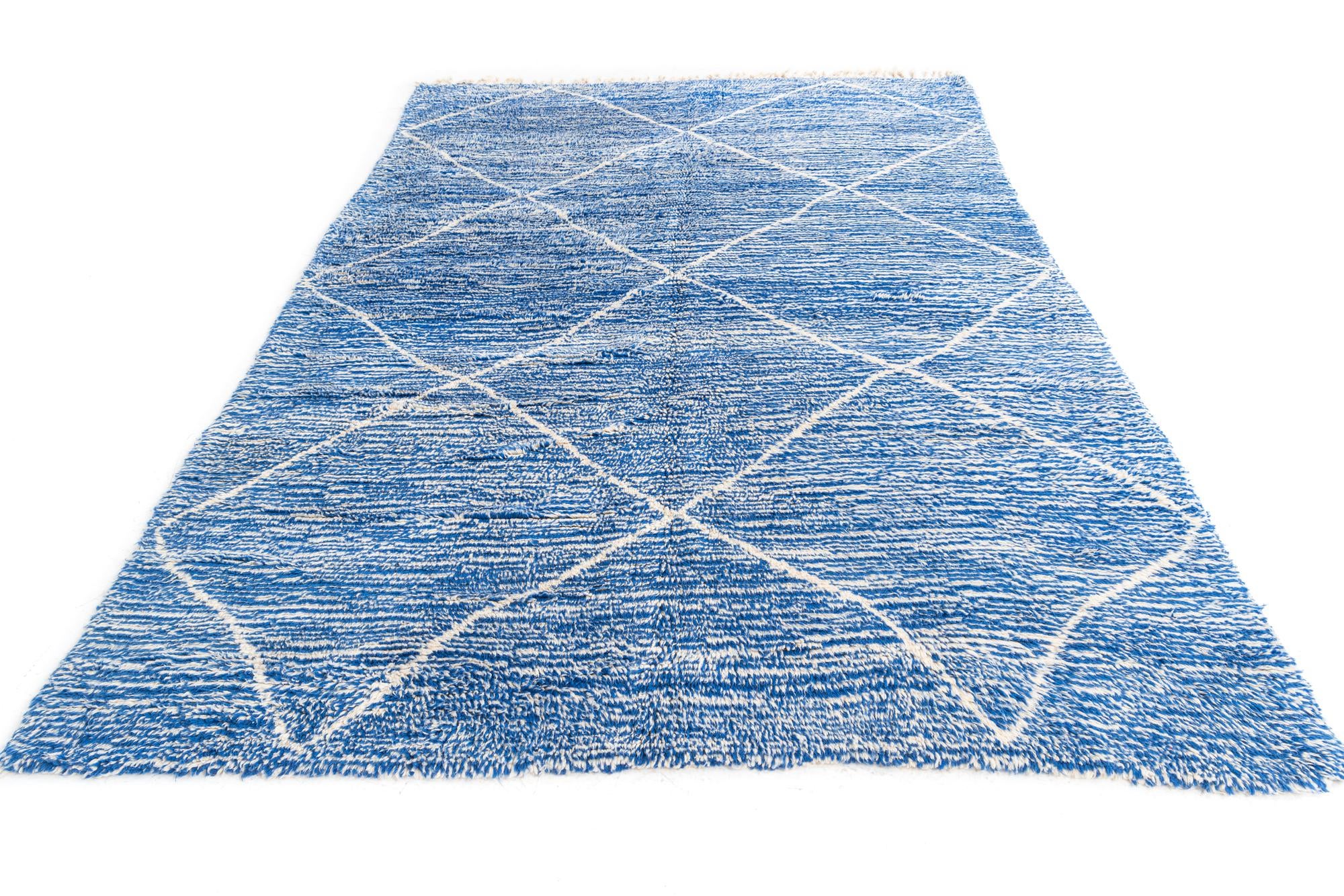 6' 7 x 9' 10 Hand Knotted Moroccan Wool Rug