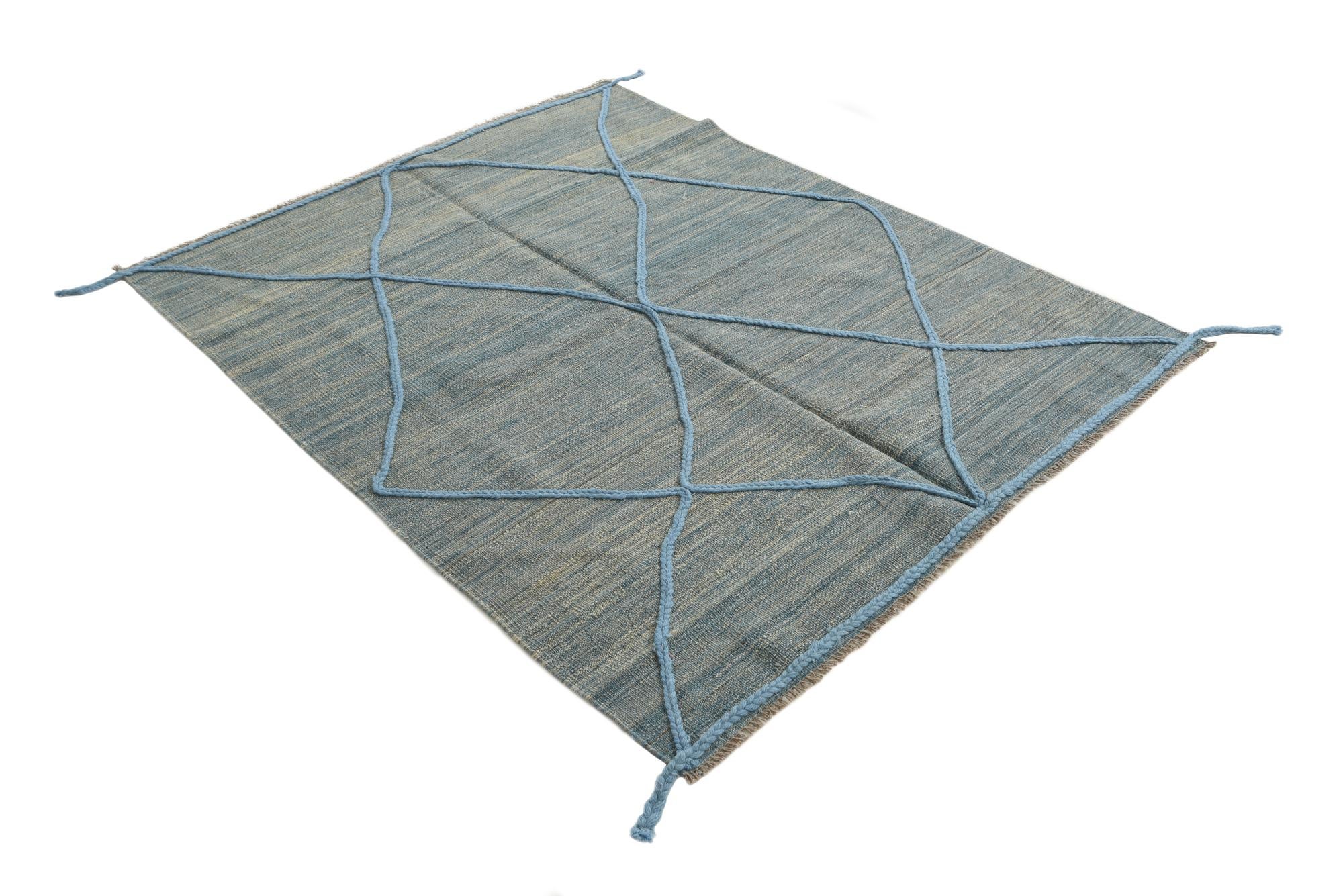4' 6 x 6' Hand Knotted Moroccan Wool Rug