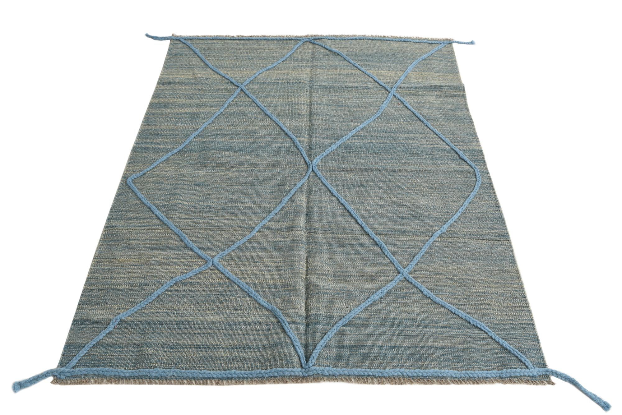 4' 6 x 6' Hand Knotted Moroccan Wool Rug
