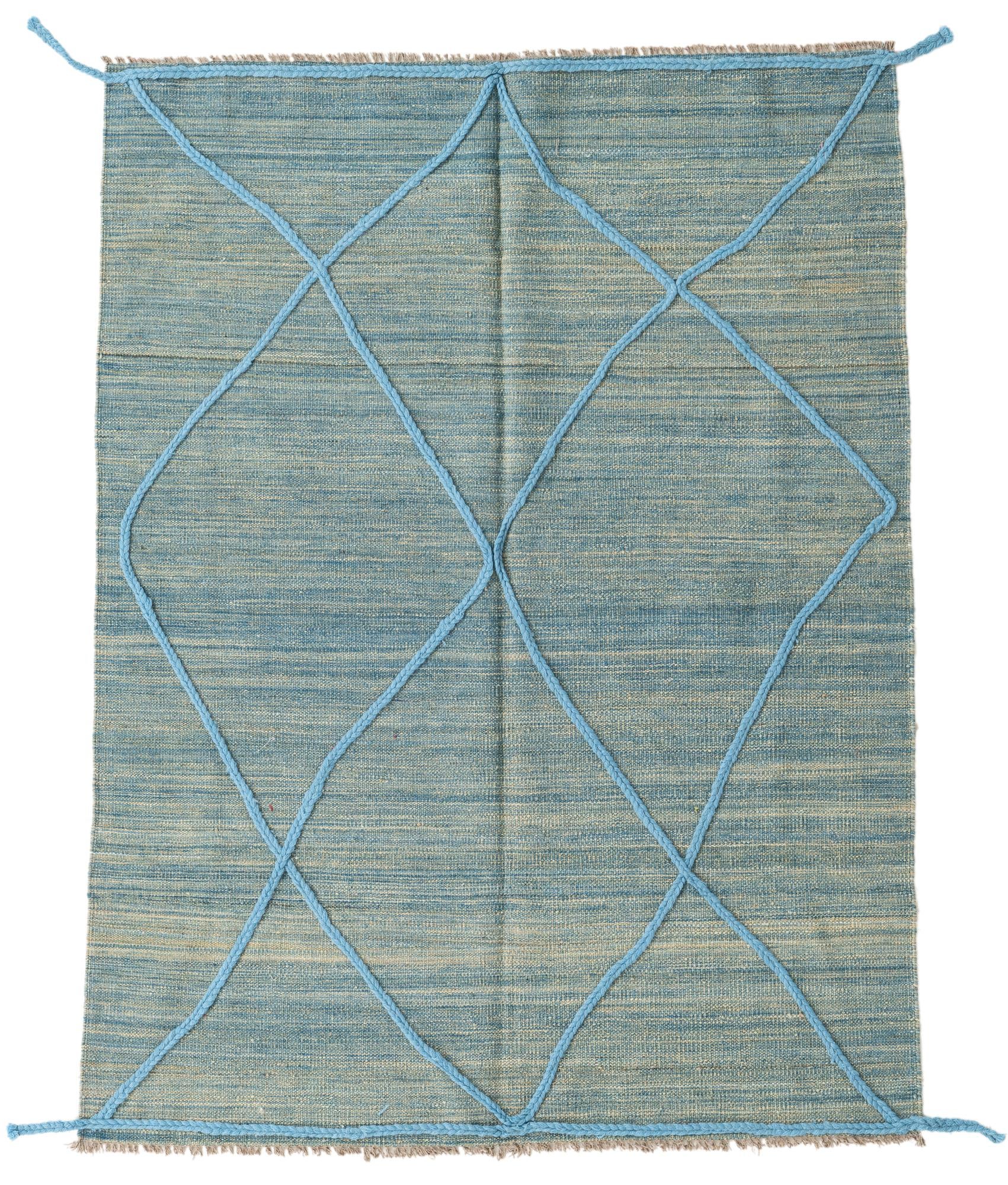 4' 6 x 6' Hand Knotted Moroccan Wool Rug