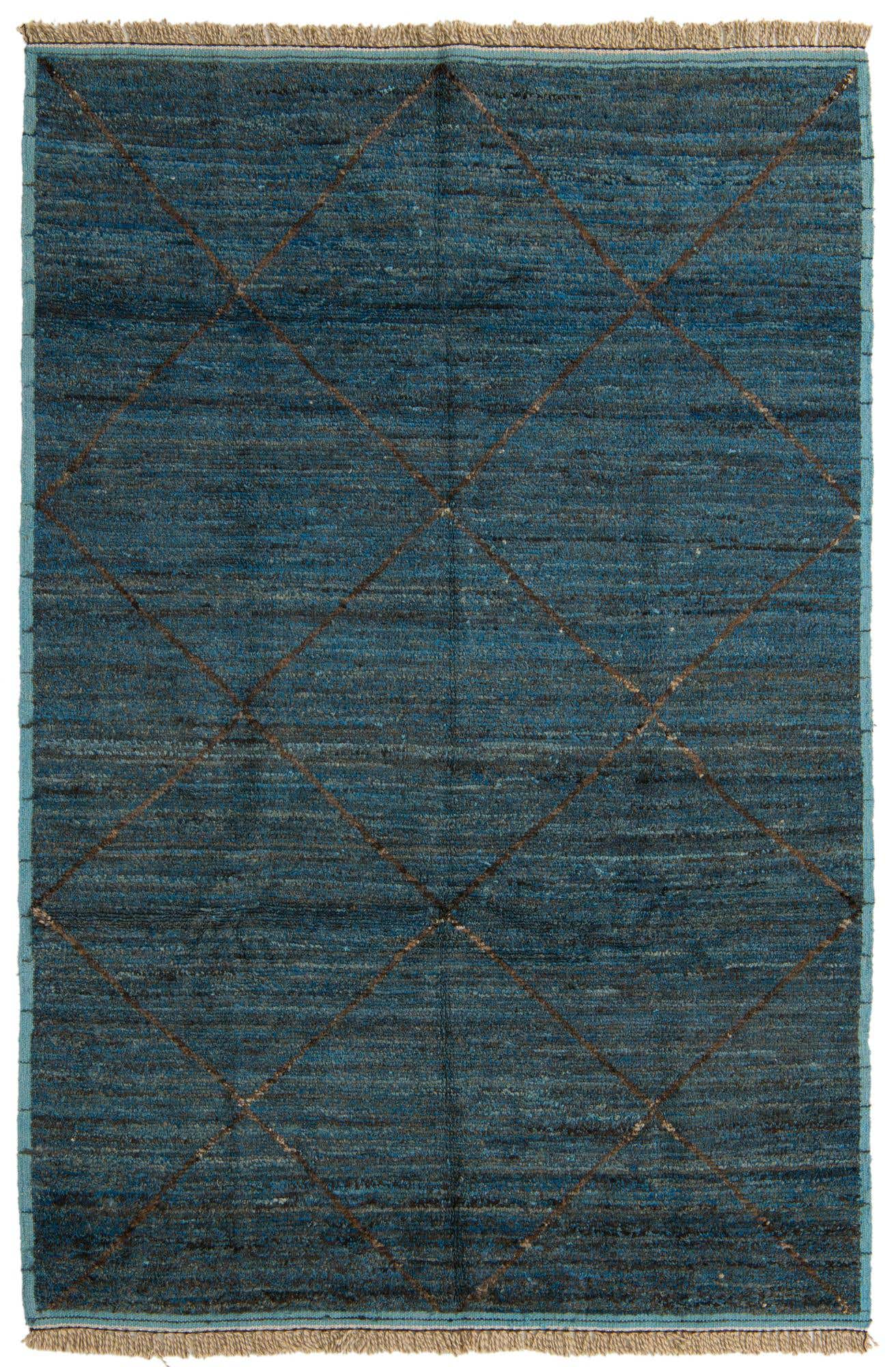 6' 1 x 9' 2 Hand Knotted Moroccan Wool Rug