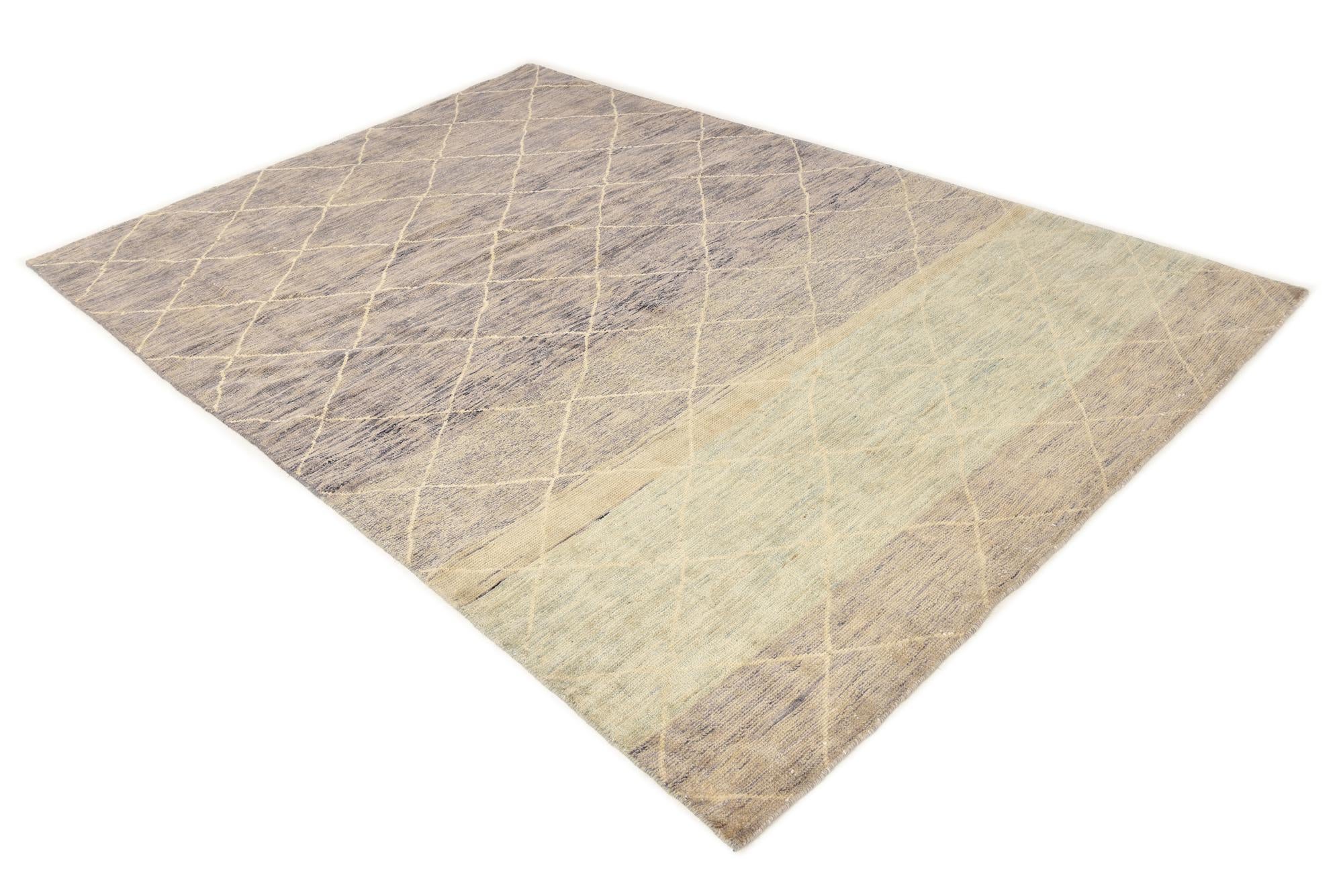 6' 6 x 10' Hand Knotted Moroccan Wool Rug