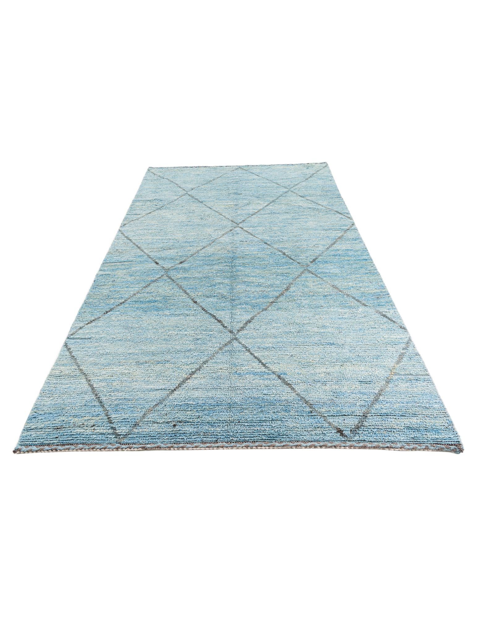 6' 1 x 9' 4 Hand Knotted Moroccan Wool Rug