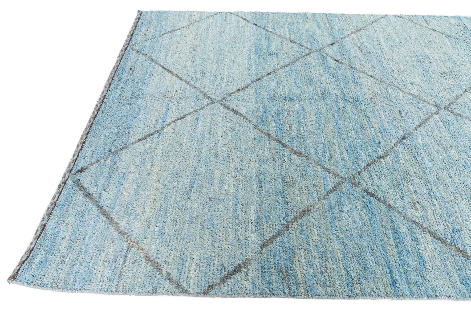 6' 1 x 9' 4 Hand Knotted Moroccan Wool Rug