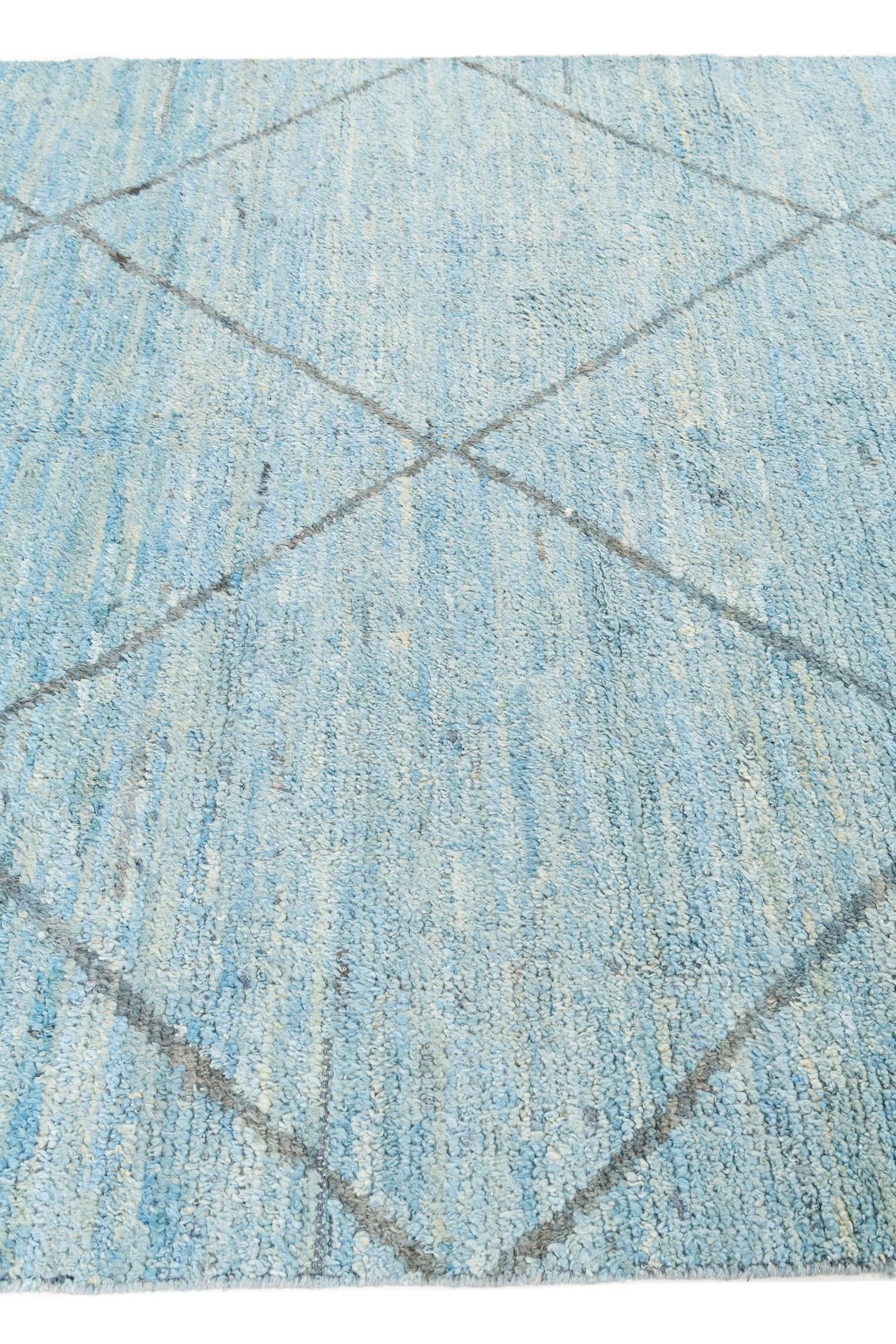 6' 1 x 9' 4 Hand Knotted Moroccan Wool Rug