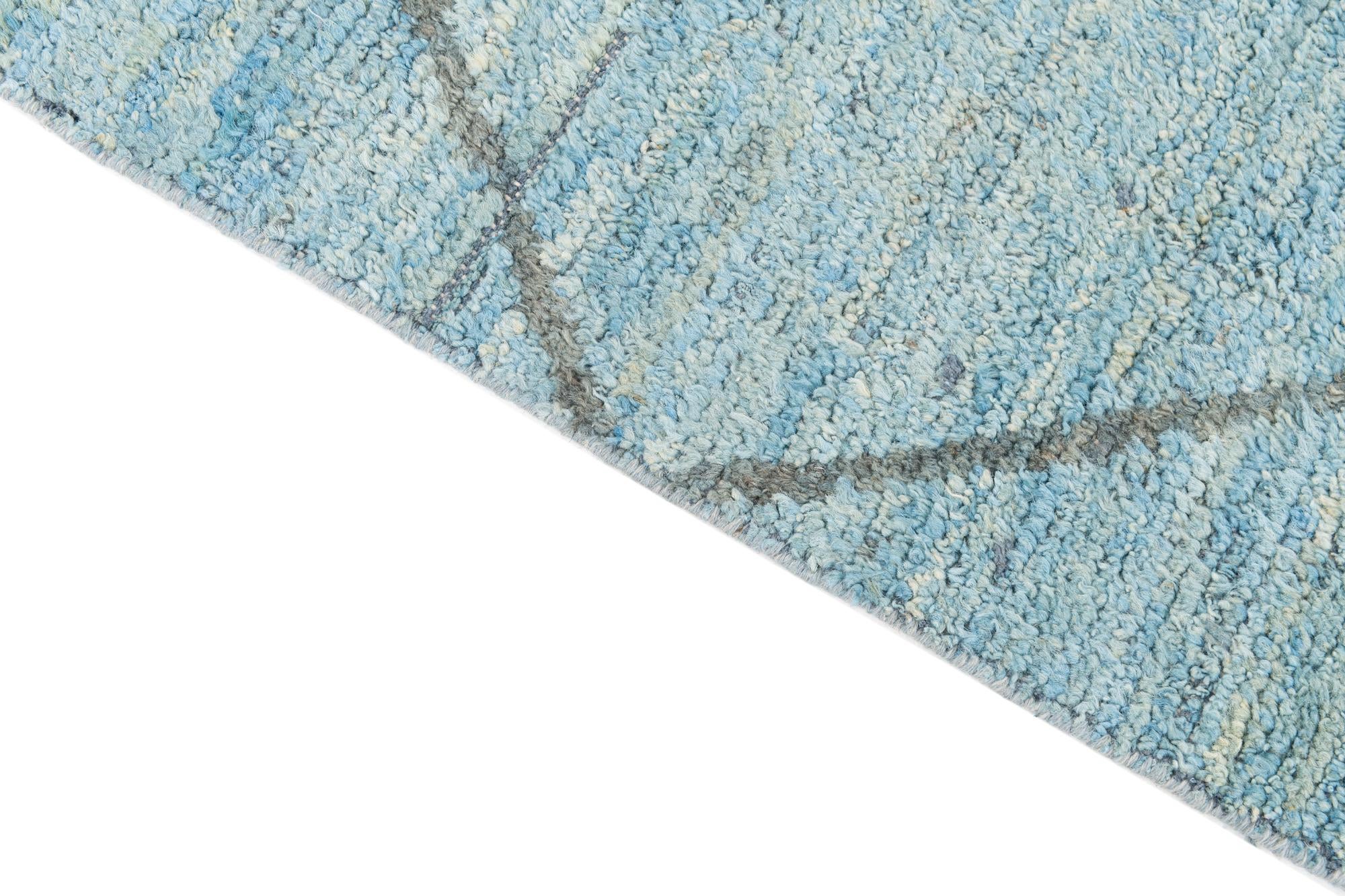 6' 1 x 9' 4 Hand Knotted Moroccan Wool Rug