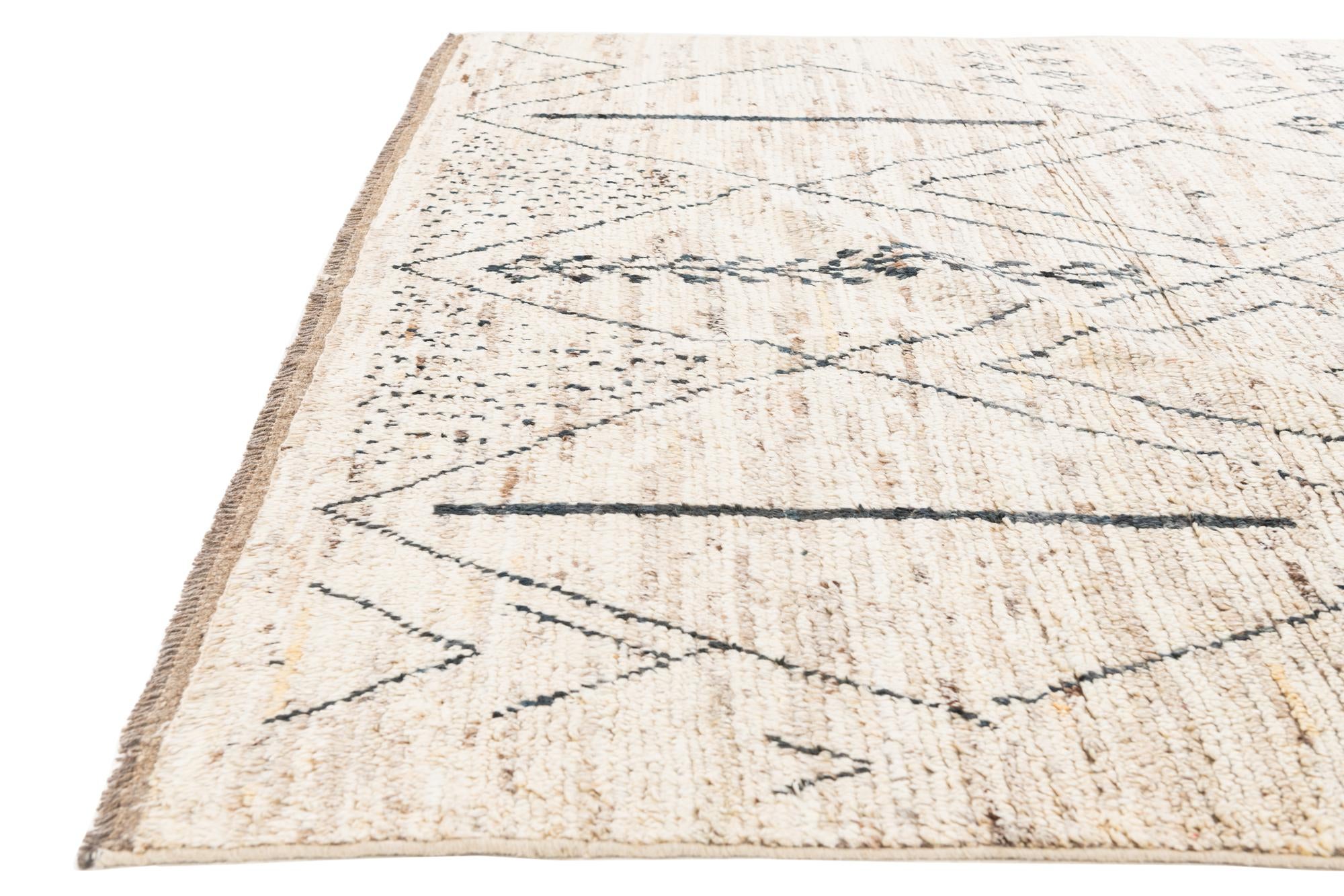 6' 7 x 9' 6 Hand Knotted Moroccan Wool Rug