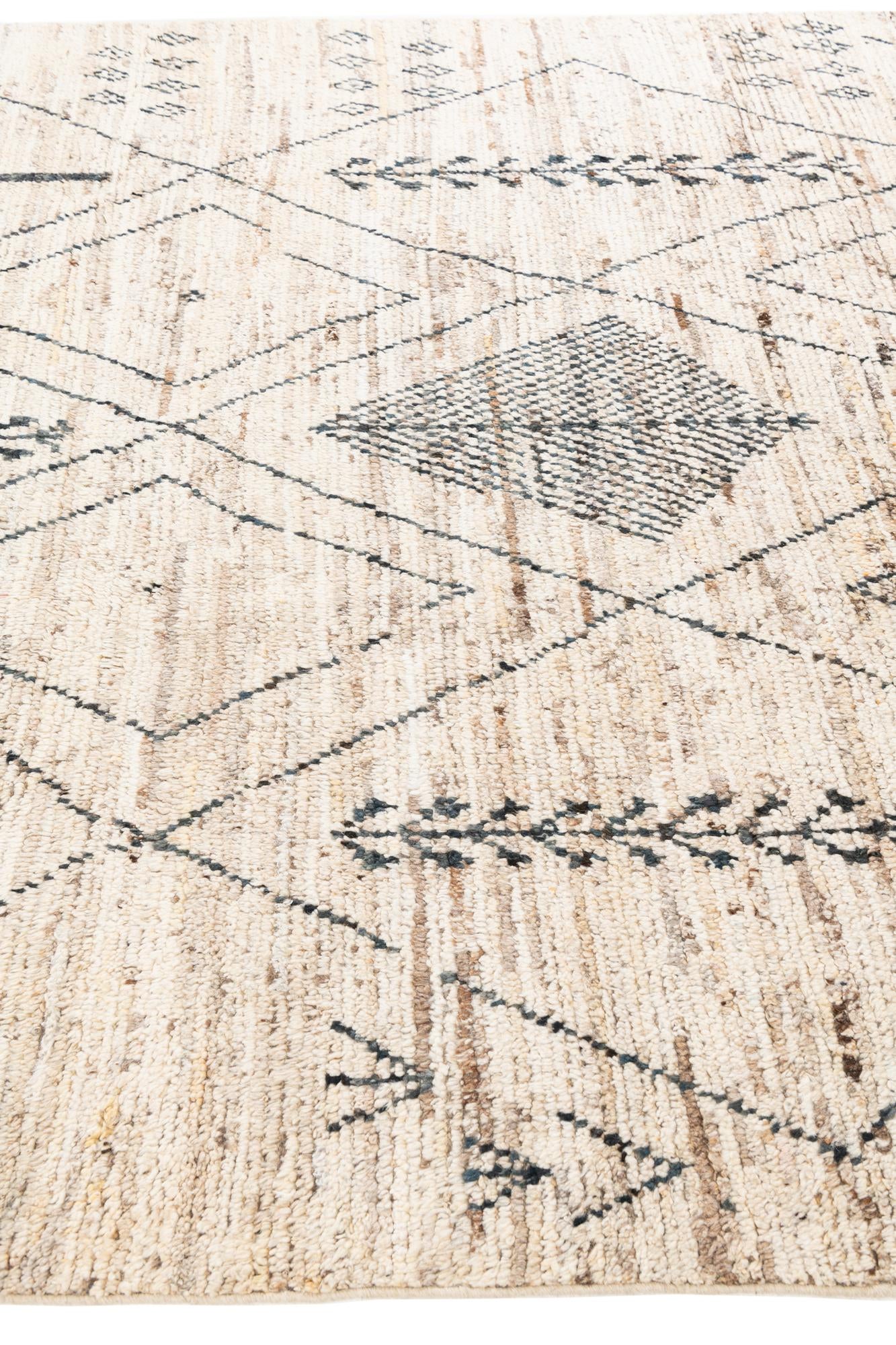 6' 7 x 9' 6 Hand Knotted Moroccan Wool Rug
