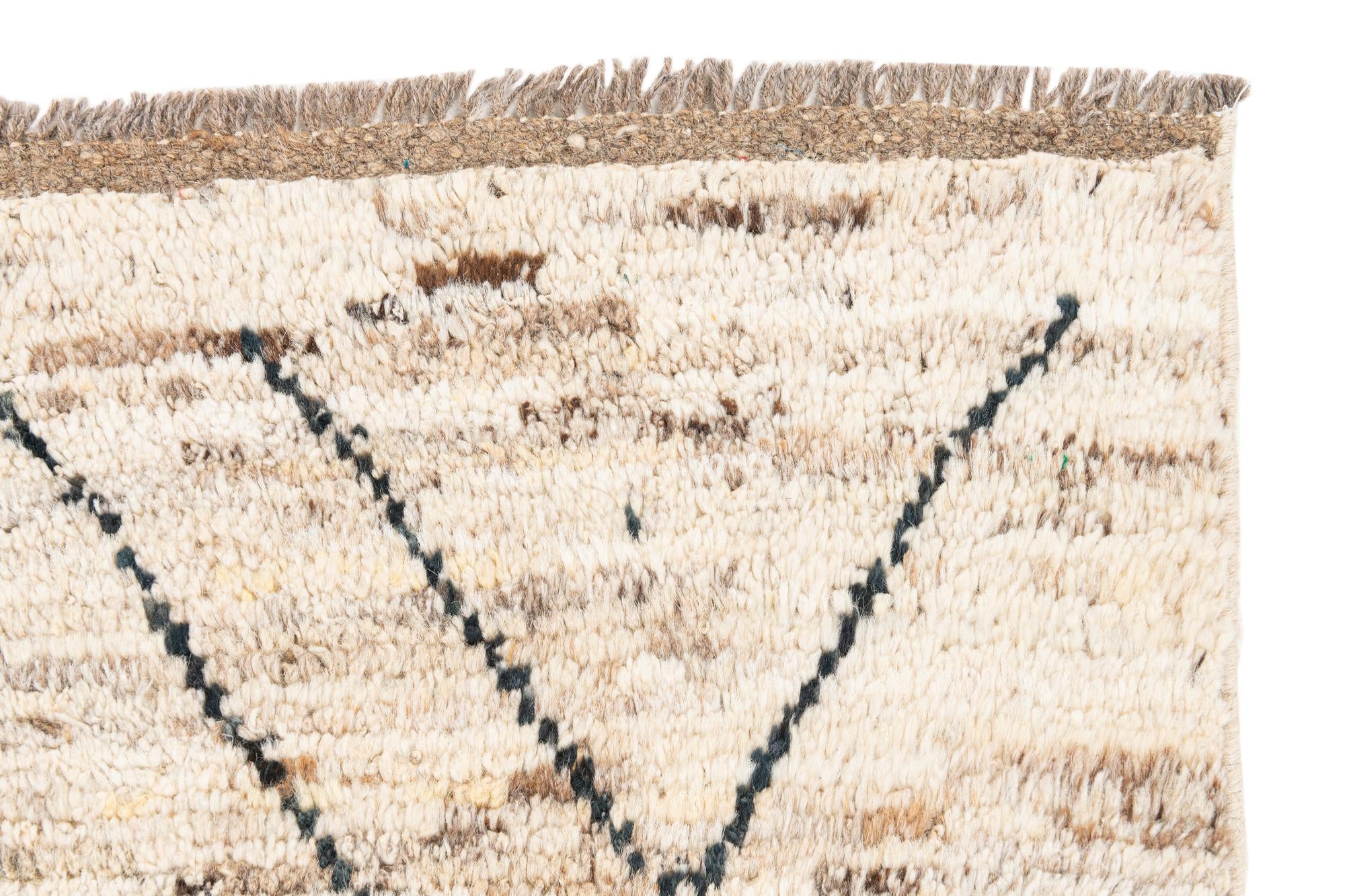 6' 7 x 9' 6 Hand Knotted Moroccan Wool Rug