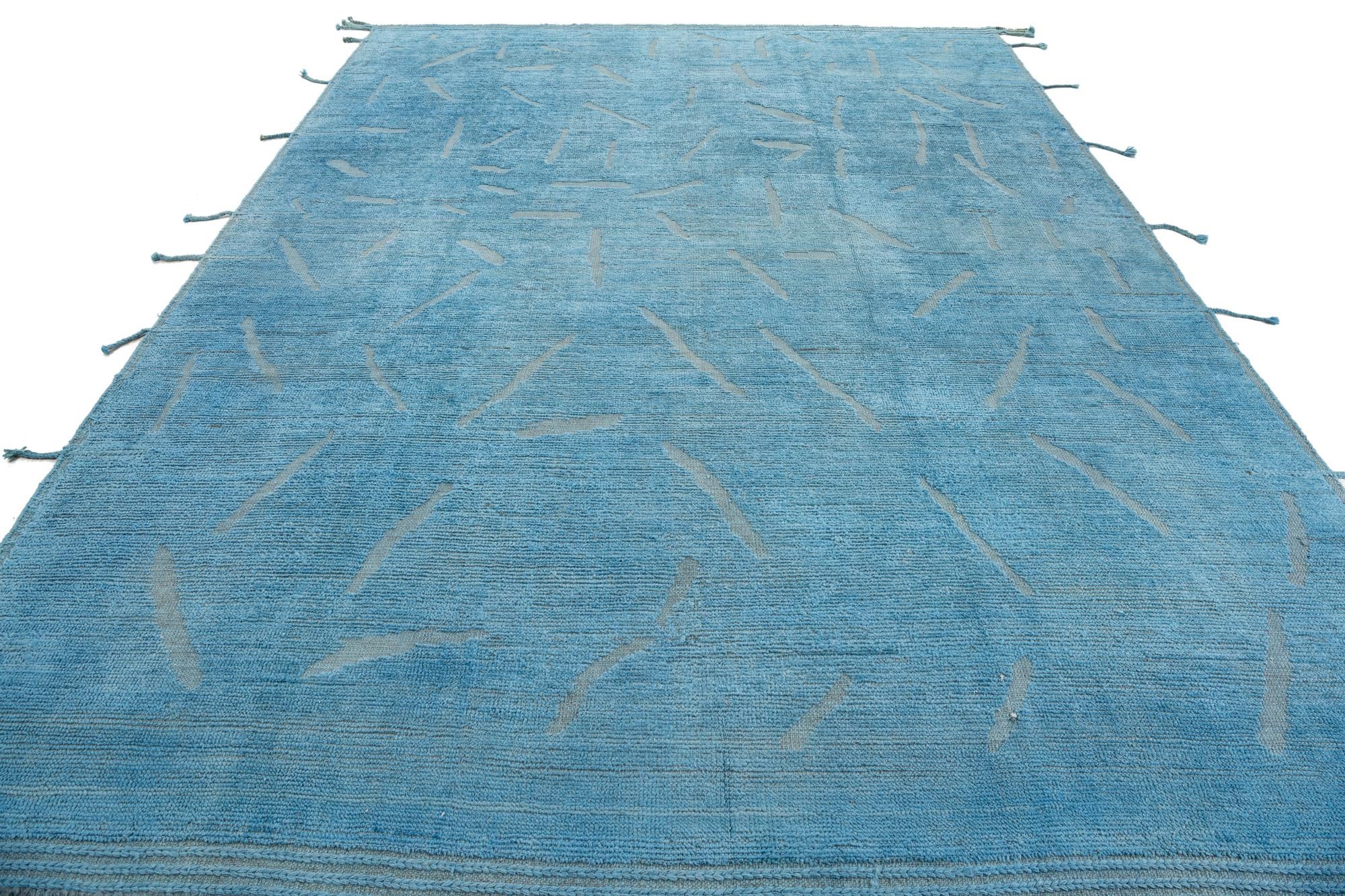9' x 12' Hand Knotted Moroccan Wool Rug